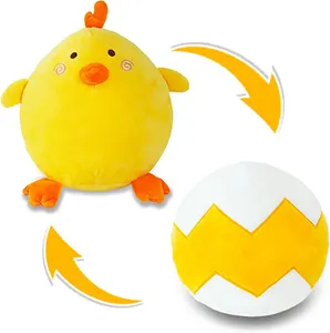S251 Reversible pollito amarillo relleno Anima juguete de peluche interesante regalo para niños de huevo a pollito bebé Reversible juguete de pollo de peluche