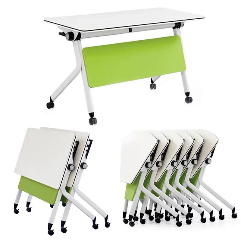 Portable folding desk with wheels Folding learning desk in office meeting training room