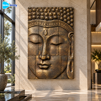 Sculpture murale Bouddha en bronze Zen, moulée à la cire perdue, décoration religieuse en métal, sur mesure pour villa, hôtel, spa, cour, jardin de méditation