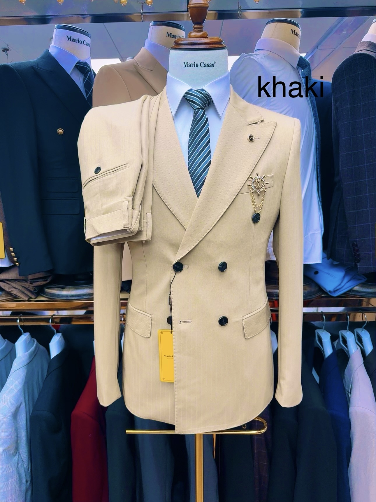 Kaki-2 pièces/ensemble-veste + pantalon