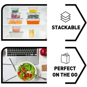 Nhà bếp <span class=keywords><strong>Stackable</strong></span> nhựa thực phẩm lưu trữ container <span class=keywords><strong>Set</strong></span> BPA free cấp thực phẩm kín bữa ăn Prep container <span class=keywords><strong>Set</strong></span> với khóa có nắp đậy - Product Image 6