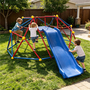 Dôme d'escalade de 2,4 m avec toboggan, structure de jeu en métal résistante aux intempéries pour les enfants, idéal pour le jardin - Product Image 4