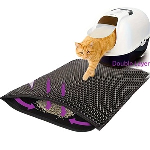 Double Layer Anti-Splashing <b>EVA</b> Cat Litter Trapping <b>Mat</b> Washable Non-Slip Round All Seasons Animal Pattern - Product Image 1