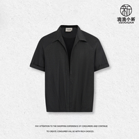 Chemise décontractée pour homme en denim tissé solide 230g, mélange coton-lyocell, col rabattu intégré, coupe ample, manches courtes, respirante