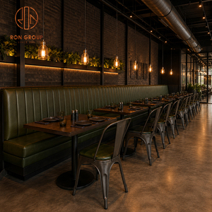 Muebles Industriales para Restaurantes Ron Group, Mesa Comercial de Madera Maciza, Silla Tapizada Personalizada, Cabina con Respaldo Alto - Product Image 1