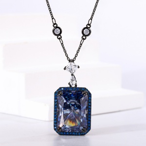 Classic Anti-tarnish Eco-friendly Copper <b>Black</b> Gold Plated Jewelry Retro 15*20mm Cubic Zirconia Pendant Necklace for Women - Product Image 4