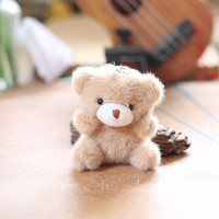Gantungan Kunci Boneka Kelinci Putih Kawaii, Liontin Tas Kelinci Berbulu, Boneka Beruang Lucu, Mainan Mini untuk Gantungan Ransel
