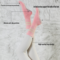 Chaussettes mi-mollet antidérapantes professionnelles pour femmes, en coton, pour yoga, pilates, sport, fitness, saut à la corde