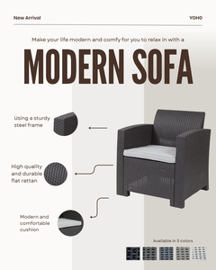 5 सीटर प्लास्टिक यूवी प्रतिरोधी पीपी सामग्री वाटरप्रूफ आउटडोर पैटियो गार्डन टेबल कुर्सी सोफे फर्नीचर सेट - Product Image 3