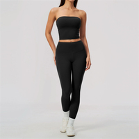 Ensemble soutien-gorge et legging de fitness sans bretelles pour femme, taille XXL, extensible, doux, confortable, séchage rapide, élastique quadridirectionnel, couleur unie