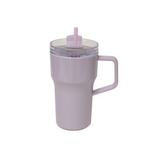 New 20oz Eco-Friendly <b>Large</b>-Capacity Single-Layer Plastic Straw <b>Cup</b> with Handle Portable Outdoor Car <b>Cup</b> - Product Image 1