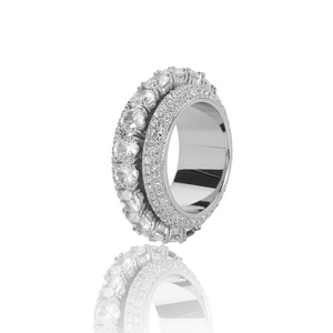 Wholesale Rose Gold Plated Brass <b>Iced</b> Out Hip Hop Men's Rotating CZ Cuban <b>Rings</b> Rhodium Plated - Product Image 6