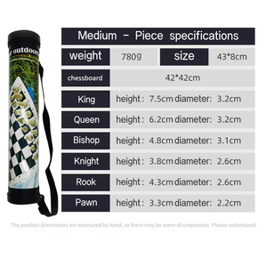 Juego de Ajedrez Profesional de 17 Pulgadas para Torneos, Tapete Enrollable de PVC, Estuche de Transporte Portátil, Altura del Rey de 7.5 cm, Juego Mediano de Plástico, CE - Product Image 5