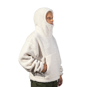 Oem High Quality Unisex Oversized Solid Zipper Winter <b>Sherpa</b> Fleece <b>Hoodie</b> Custom Ninja Design 100% Organic Cotton Hooded - Product Image 3