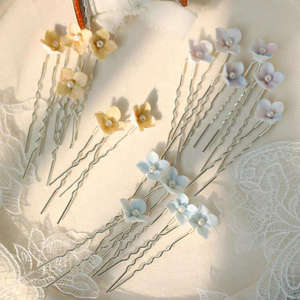 Horquilla nupcial de flores esmaltadas de colores simples de estilo Ins, pinzas para el pelo de perlas hermosas románticas, accesorios para el <span class=keywords><strong>cabello</strong></span> de boda - Product Image 3