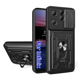 Fundas de teléfono móvil con ranura para tarjetas de anillo para Infinix Hot 60 Pro Plus Smart 10 Plus Spark 40 Pro Plus Pova 7 6 fundas traseras para cámara deslizante - Product Image 1
