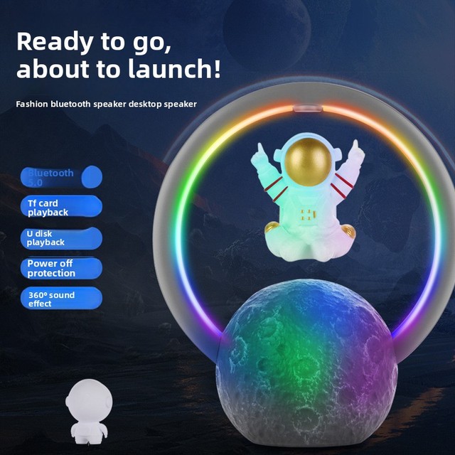 Space Man Audio RGB Plastic Computer Subwoofer Ornament 5W Magnetic Levitation Astronaut 5.0 Speaker