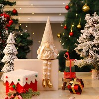 Figura Decorativa de Santa Claus sin Rostro, Estilo Nórdico, Dorada, de Poliéster, para Ventana, 15.7x4.9 Pulgadas, Adorno Navideño para Fiestas
