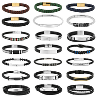 Bracelet en cuir tressé pour homme Forever Season, fermoir magnétique en acier inoxydable 316L, bijoux hip-hop, vente en gros, OEM personnalisé