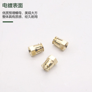 Pure Copper Pre Embedded Thread <b>Insert</b> M4 M6 Metric Coarse Thread Furniture Hardware - Product Image 1