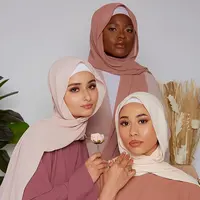 Thick Bubble Chiffon Hijab for Women, Muslim Tudung