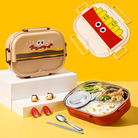 Boîte à lunch portable isotherme en acier inoxydable 316, compatible micro-ondes, pour étudiants, avec compartiments et motif de dessin animé pour enfants, pour la conservation des aliments