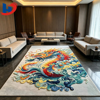Tapis HENGJIU sur mesure en laine 100% avec dragon chinois 3D, tissé à la main, motif animal mythique, insonorisant, ignifuge, pour hôtel de luxe