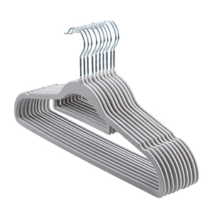 Nhà Máy Bán buôn giá rẻ grey nhung đen Tie không trượt tiết kiệm không gian nhung móc cho quần áo - Product Image 2