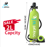 TUDIVING Vente en gros, Bouteille de plongée HPA en aluminium de 2L, gonflable, pour respiration sous-marine, 25-30 min, avec LOGO et couleur personnalisables