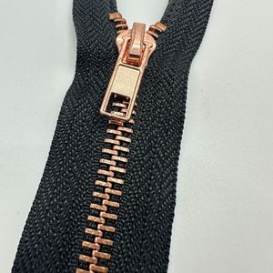 Fermeture éclair métallique autobloquante en or rose 3 5 8 pour vêtements, sacs, chaussures, bottes, nylon noir - Product Image 3