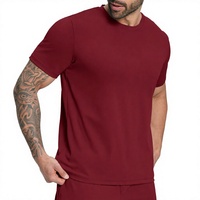 T-shirt décontracté sportif uni à col rond pour homme, style européen/américain, épaules tombantes, manches courtes, idéal pour le fitness transfrontalier