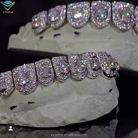 Grillz de rappeur en argent sterling 925 plaqué or, grillz personnalisés avec diamants, grillz glacés en moissanite VVS pour bijoux hip-hop