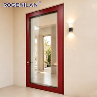 Puertas de Entrada de Seguridad Modernas Personalizadas Rogenilan, de Vidrio Templado Impermeable, Puerta Frontal de Aluminio con Doble Acristalamiento