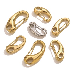 Aceworks ACS219 Carabiner Snap Hook Clasp 26-32mm | 18K PVD Gold Plated Stainless Steel Oval <b>Spring</b> <b>Gate</b> Connector DIY Jewelry - Product Image 5