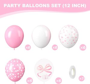 Ballons imprimés avec un nœud rose et blanc <span class=keywords><strong>de</strong></span> 12 pouces, coquette et mignons, pour une fête d'anniversaire sur le thème des nœuds, décoration <span class=keywords><strong>de</strong></span> mariage, fournitures <span class=keywords><strong>de</strong></span> fiançailles - Product Image 3