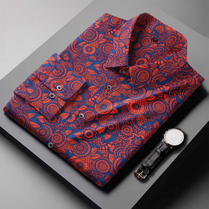 เสื้อพิมพ์ลายแขนยาวสำหรับผู้ชายเสื้อเชิ้ตลำลองทรงหลวมสไตล์ฤดูใบไม้ผลิและฤดูใบไม้ร่วง - Product Image 5