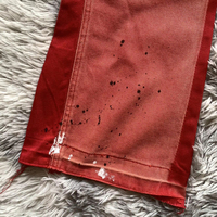 DENIMGUYS hommes rouge marron Vintage Denim pantalon Hip Hop Streetwear Baggy Graffiti peinture empilé évasé jean pour hommes