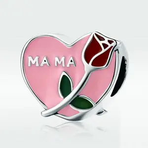 Beautiful Mother's Day charms s925 silver tarnish free enamel charms jewelry making diy italian charm bracelet