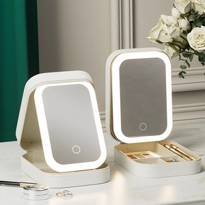 Scatola di immagazzinaggio portatile per la cura della pelle custodia rigida per il trucco astuccio per il trucco moda borsa cosmetica <span class=keywords><strong>con</strong></span> luce a LED a <span class=keywords><strong>specchio</strong></span> - Product Image 3