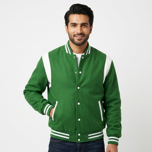 Blouson universitaire en laine de haute qualité avec col montant, personnalisable OEM, vêtement d'extérieur chaud toutes saisons, vente en gros 2025 - Product Image 1