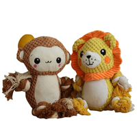 Jouets pour chiens en coton durable, corduroy résistant, en forme d'animaux, peluche couineuse, avec fonction de jeu sonore pour grands chiens