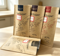Emballage personnalisé en sachet biodégradable, papier kraft, sachet de thé, sucre, poudre d'herbes, collation, épices, emballage alimentaire écologique PLA