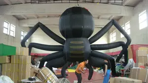 ضخمة مروعة في الهواء الطلق ساحة بناء سقف الديكور هالويين تفجير الهواء الأسود العملاق نفخ العنكبوت - Product Image 2