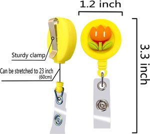 Mignon Fleur Fruit Motif Clip Rétractable <span class=keywords><strong>Badge</strong></span> Bobine ID Nom <span class=keywords><strong>Porte</strong></span>-<span class=keywords><strong>Badge</strong></span> avec Clip Robuste pour Infirmière Médecin - Product Image 4