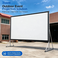 Écran de projection portable à pliage rapide, projection avant et arrière, tissu, avec valise de transport à roulettes en option, idéal pour les grandes salles de conférence