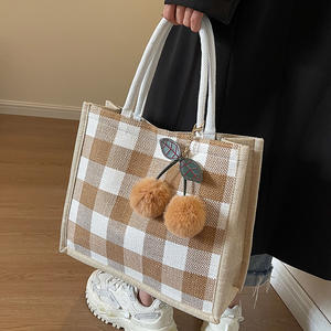 Borsa di Tote di <span class=keywords><strong>cotone</strong></span> e lino di grande capacità ecologica stampata con Logo personalizzato all'ingrosso che possono essere aggiunti ciondoli - Product Image 4