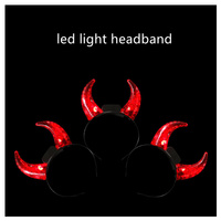 Bandeau lumineux LED en forme de cornes de diable pas cher, accessoires pour cheveux pour les fêtes d'Halloween