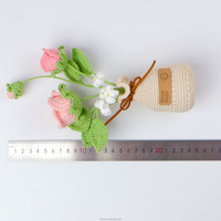 Décoration d'intérieur, cadeau pour la fête des mères, vase à roses en crochet fait main, arrangement de fleurs en fil, fleur artificielle