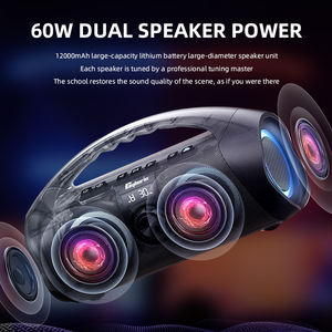 Cyboriss Speaker BT portabel tahan air, pengeras suara nirkabel 120W daya tinggi RGB Subwoofer nirkabel lampu warna-warni 360 Stereo TWS FM kotak BoomBox - Product Image 2