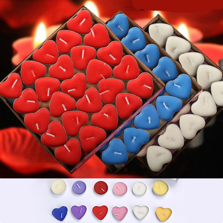 Aromatherapy Heart Shaped Smokeless Tealight Soy Wax Scented Candles 50 Pcs 1